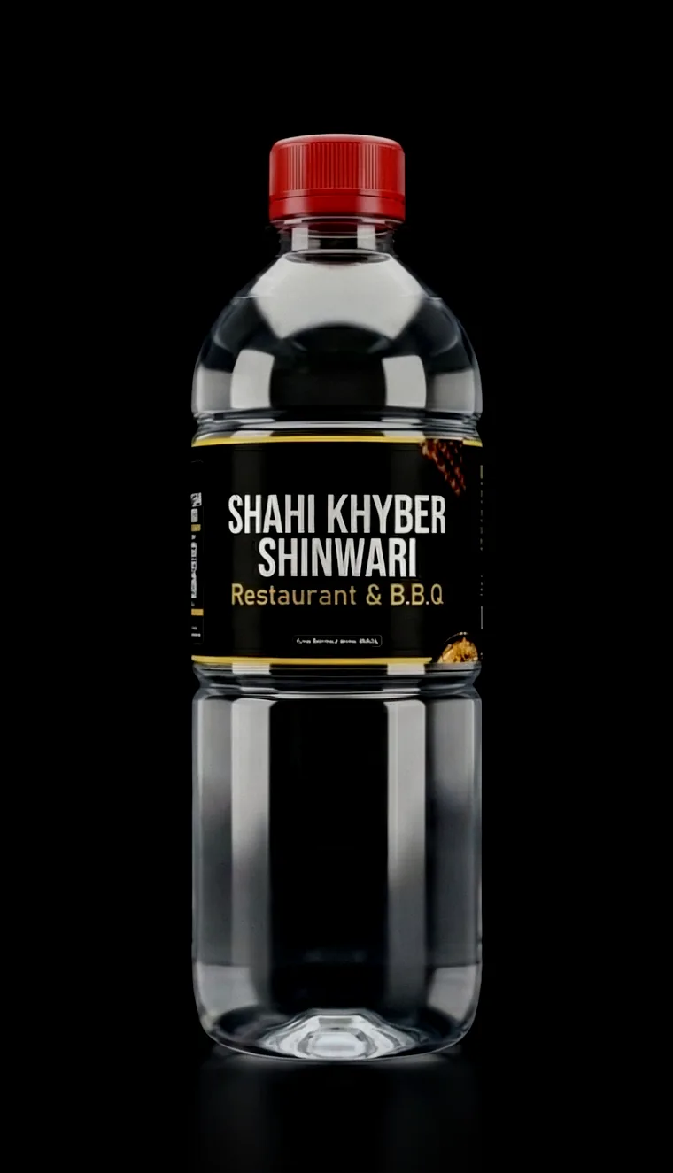 Shahi Khyber Shinwari custom label water bottle by Siratim